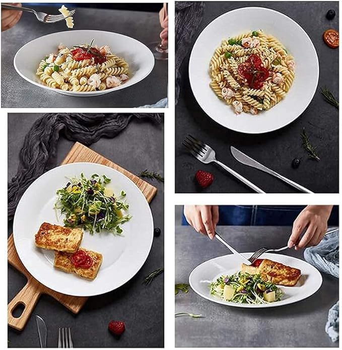 Dinnerware Set Dinner Party Tableware Service Set White Porcelain Dinnerware SetCeramic Plates and Bowls SetsVintage Round Dishes Set Dinner Plate