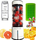 Portable Smoothie blender ROSEVIEW Glass bottle USB rechargeable mini Handheld Ice Shakes Cup 2 blend juicer Cordless Personal smoothies maker Fruit mixer (Egg White)