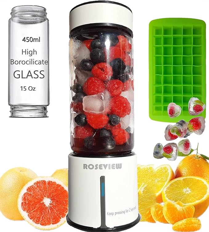 Portable Smoothie blender Glass bottle Mini USB rechargeable 2 battery Handheld Shakes blend Cup USB juicer Cordless Personal smoothies maker mixer