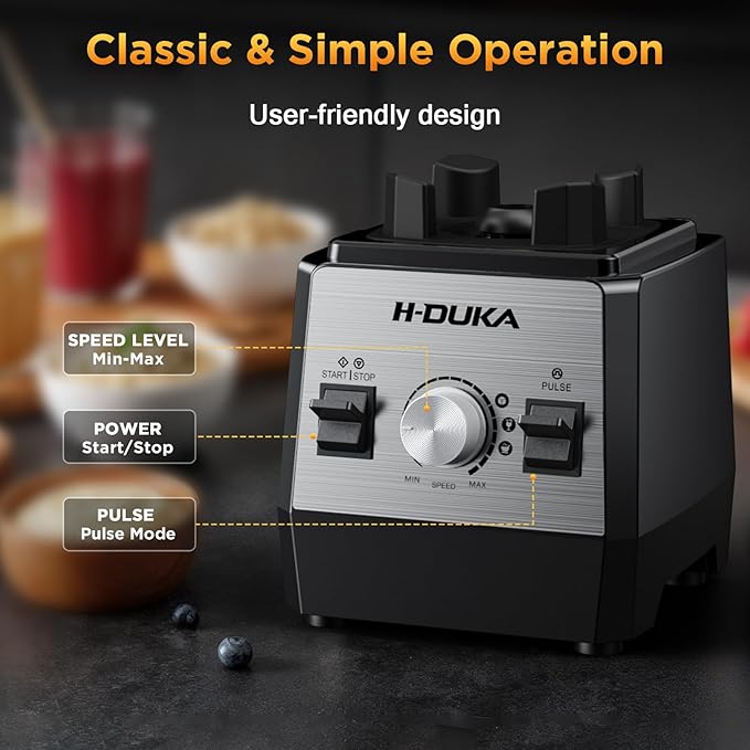 Blender Countertop Blenders for Kitchen with 64oz Pitcher Powerful 25000 PRM Blender for Smoothies Ice Crushing Frozen Fruits Milkshakes Pulse Function Self-Cleaning (Silver Black)