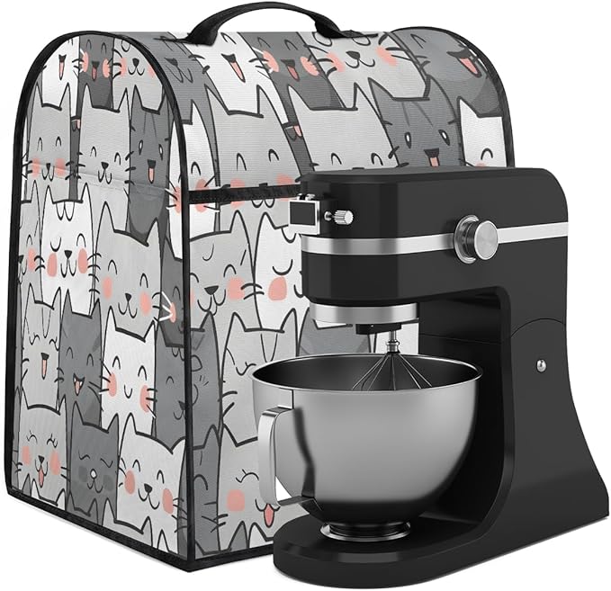 cfpolar Kitchen Aid Mixer Cover Compatible with 6-8 Quarts Cute Cat Kitten Stand Mixer Cover Kitchen Aid Mixers Accessories Appliance Organizer Bag Dust Covers with Zipper Pocket