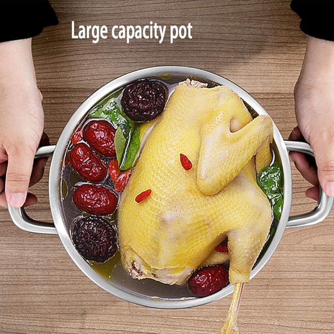 Cookware-Set 3-PieceCooking Pot Set with Glass-Lids All Types of Cookers Induction Gas Ceramic Electric (1Soup Pot 1Milk Pan1 Frying Pan) Stock Pot Variety Pack