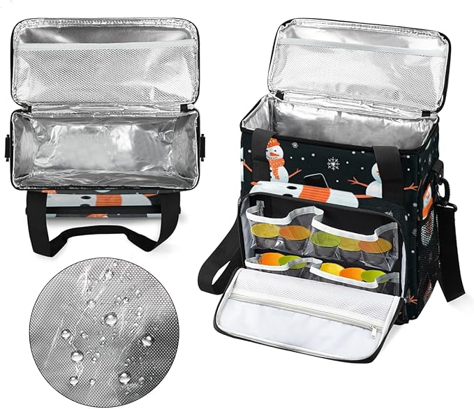 Cartoon Snowman Coffee Maker Carrying Bag Christmas Snowman Travel Storage Bag Compatible with K-Mini or K-Mini Plus Single Serve Coffee Brewer Carrying Case with Multiple Pockets &amp Shoulder Str