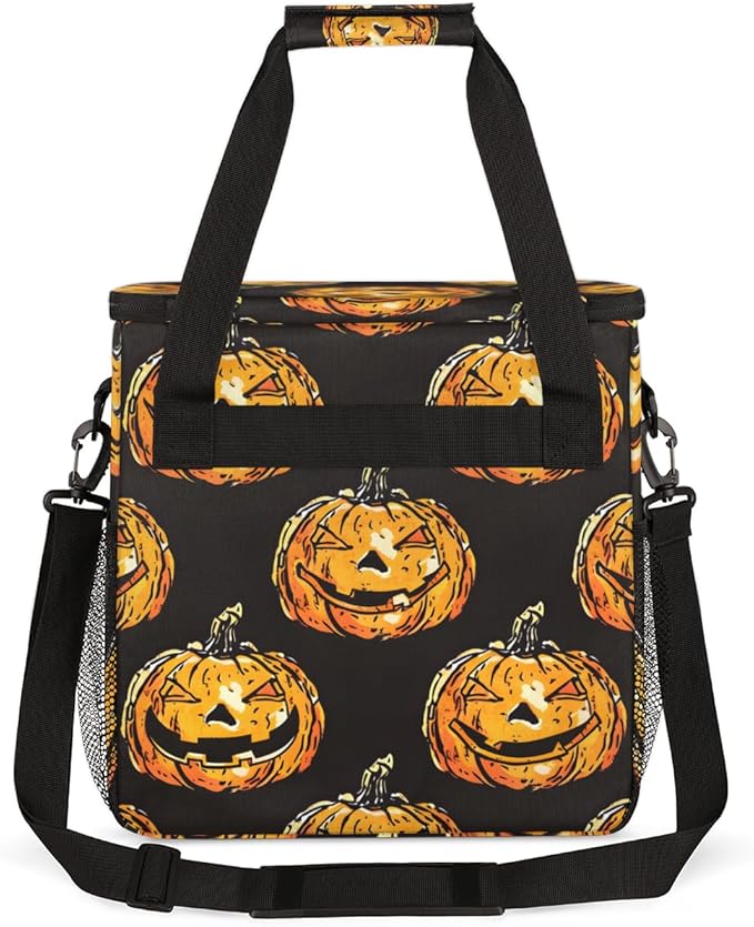Cartoon Pumpkin Coffee Maker Carrying Bag Glitter Pumpkin Travel Storage Bag Compatible with K-Mini or K-Mini Plus Single Serve Coffee Brewer Carrying Case with Multiple Pockets &amp Shoulder Strap