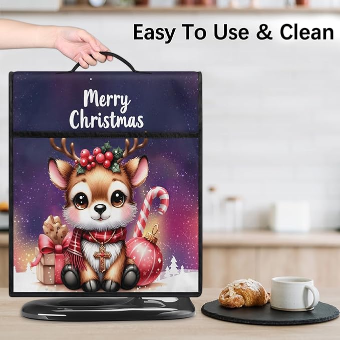cfpolar Kitchen Aid Mixer Cover Compatible with 6-8 Quarts Christmas Deer Holly Elk Stand Mixer Cover Kitchen Aid Mixers Accessories Appliance Organizer Bag Dust Covers with Zipper Pocket