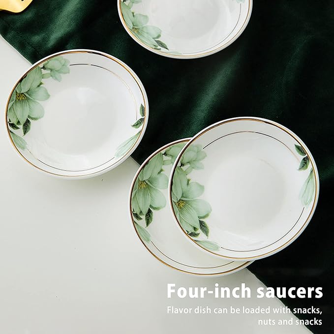 Dinner Sets for 10Bone China Porcelain Dinner SetJingdezhen Flowers Pattern Tableware Set Bowls and Plates-56 Pcs (Style 1)