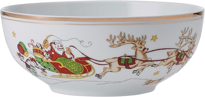Fitz and Floyd St. Nicholas Gold Banded Holiday 16 Piece Dinnerware Set Service for 4