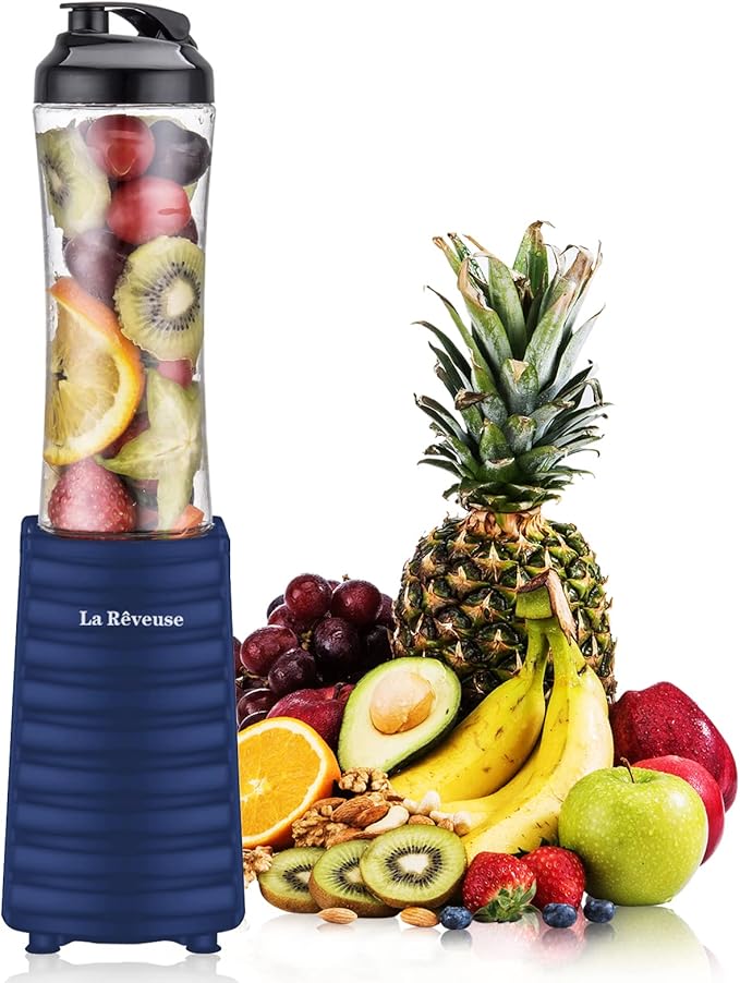 La Reveuse 300W Personal Size Blender (Navy) + La Reveuse 34 oz Electric Citrus Juicer