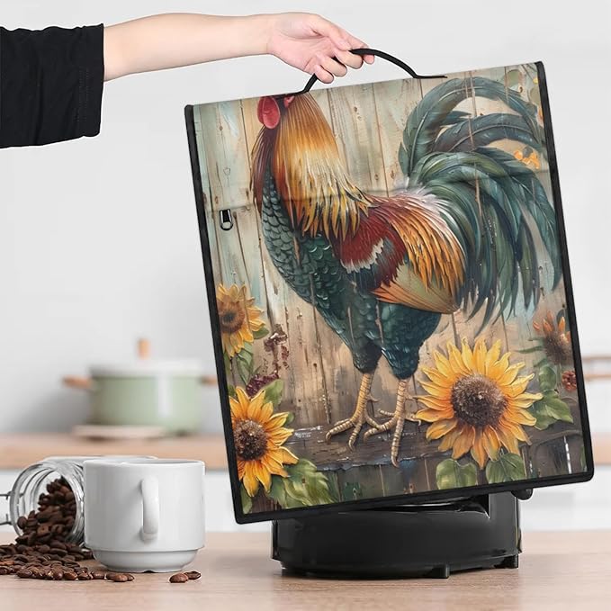 cfpolar Kitchen Aid Mixer Cover Compatible with 6-8 Quarts Flower Roosrer Sunflowers Stand Mixer Cover Kitchen Aid Mixers Accessories Appliance Organizer Bag Dust Covers with Zipper Pocket