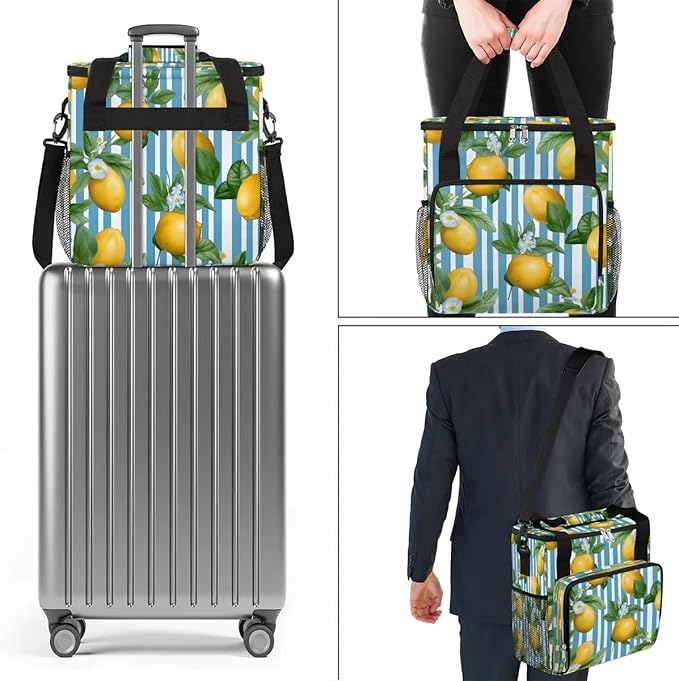 Stripes Lemon Coffee Maker Carrying Bag for Keurig K-Mini or K-Mini Plus Storage Portable Coffee Maker Travel Bag