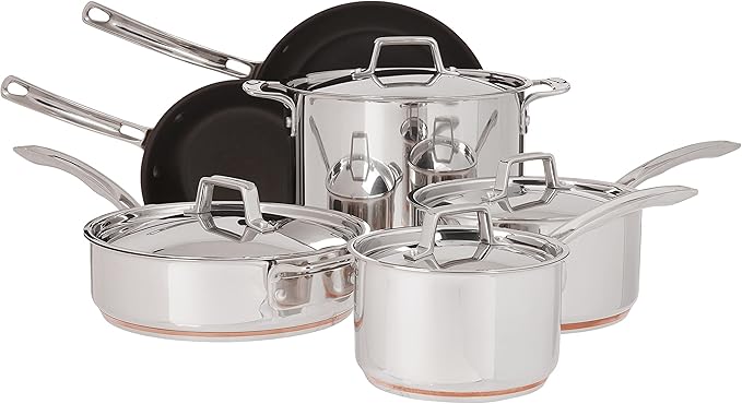 MIU France 10-Piece Copper Core Cookware Set Silver
