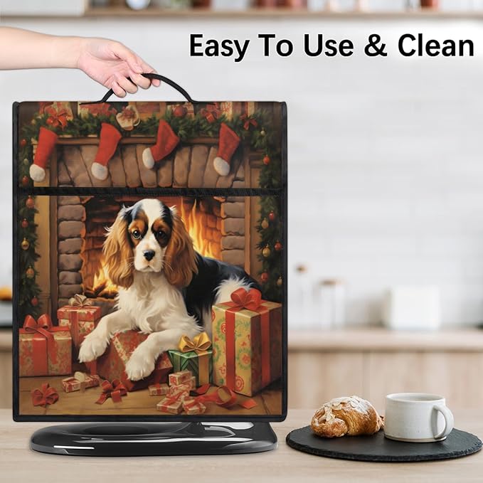 Kitchen Aid Mixer Cover Christmas Hat Dog Stand Mixer Cover Compatible with 6-8 Quarts Stand Mixers Dust Covers with Zipper Pocket Foldable Washable Kitchen Aid Organizer Bag