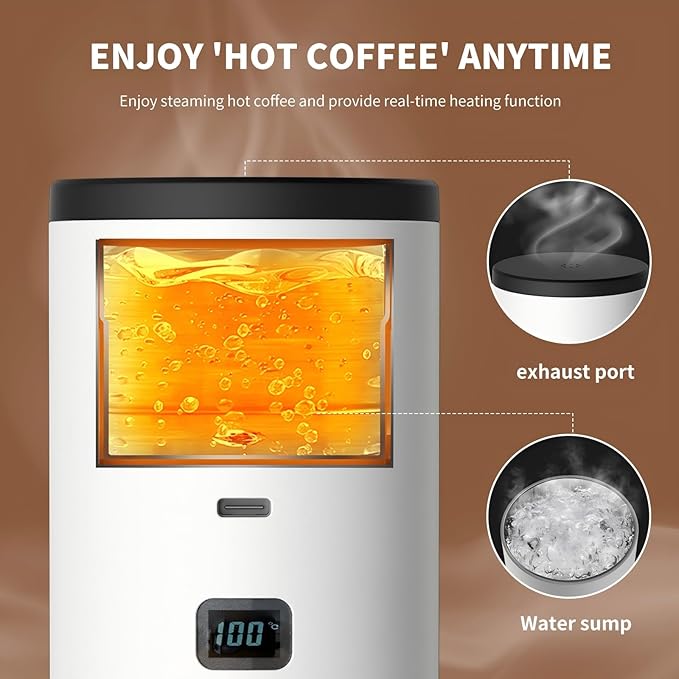 3-in-1 Single Serve Coffee MakerWireless Protable Coffee Machine Vacuum Pressured AvailableAutomatic Extraction and Real-time Heating Vacuum Coffee Maker for TravellingValentines GiftGold