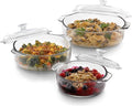 Libbey Baker's Basics 3-Piece Glass Casserole Dishes with Glass Covers Stackable Casserole Dishes for Oven Microwave Refrigerator Versatile Baking Dish Set