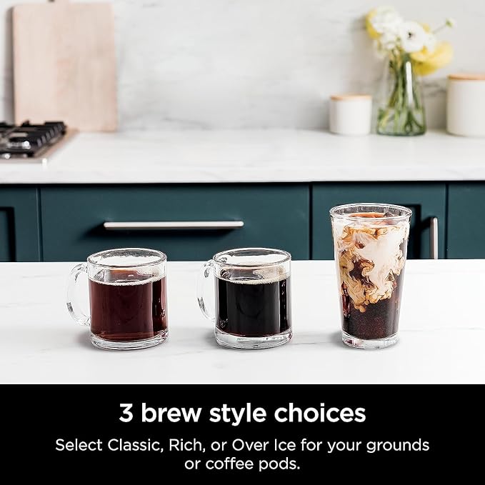 Ninja | Drip Coffee Maker | DualBrew Pro Hot &amp Iced Coffee | Compatible with K-Cup Pods | 3 Brew Styles (Classic Rich &amp Iced) | 60oz Removable Reservoir &amp Dishwasher Safe | Black | 12-Cu