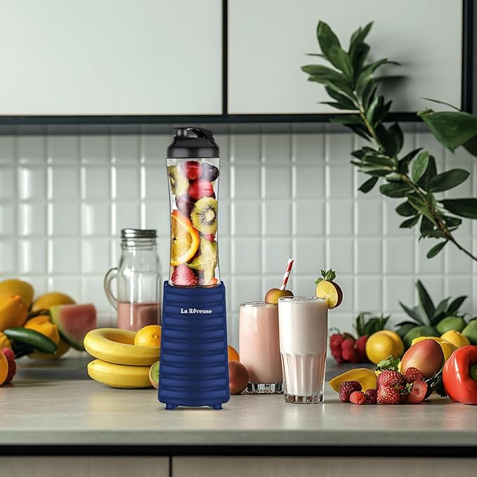 La Reveuse 300W Personal Size Blender (Navy) + La Reveuse 34 oz Electric Citrus Juicer