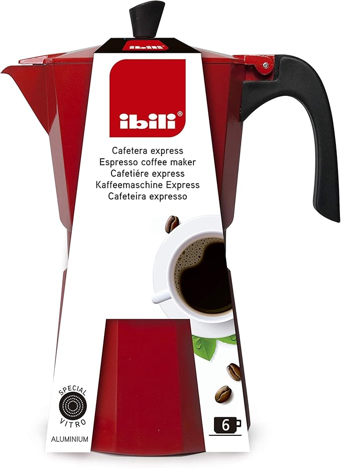 IBILI Bahia Express Moka Pot Red 3 Cups 150 ml Aluminium