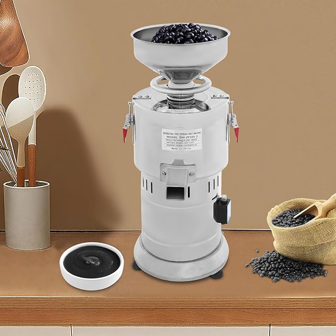 Commercial Soybean Milk Maker 1100W 2850RPM Soy Milk Making Machine with Cover Commercial Herb Soya Bean Grinder with Locker for Home Hotel Restaurant Breakfast Shop