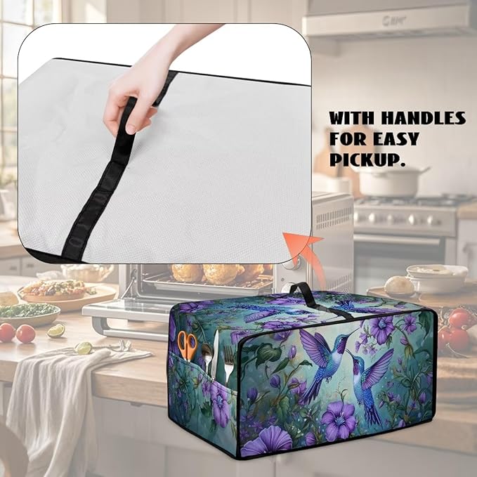Doojoayie Hummingbird Toaster Cover 6 Slice Appliance Covers for Kitchen Counter 19.7x16x 10 Universal Fit Dustproof Protector as Kitchen Decoration