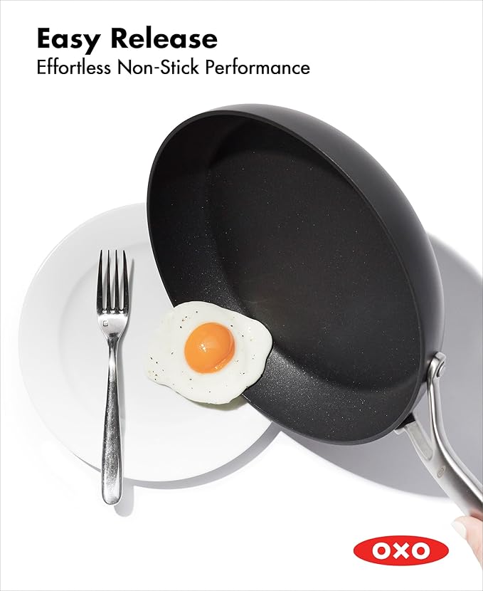 OXO Professional 5 Piece Cookware Pots and Pans Set Hard Anodized Ceramic Nonstick PFAS-Free Stainless Steel Handles Induction Suitable Diamond Reinforced Coating Dishwasher and Oven Safe Black