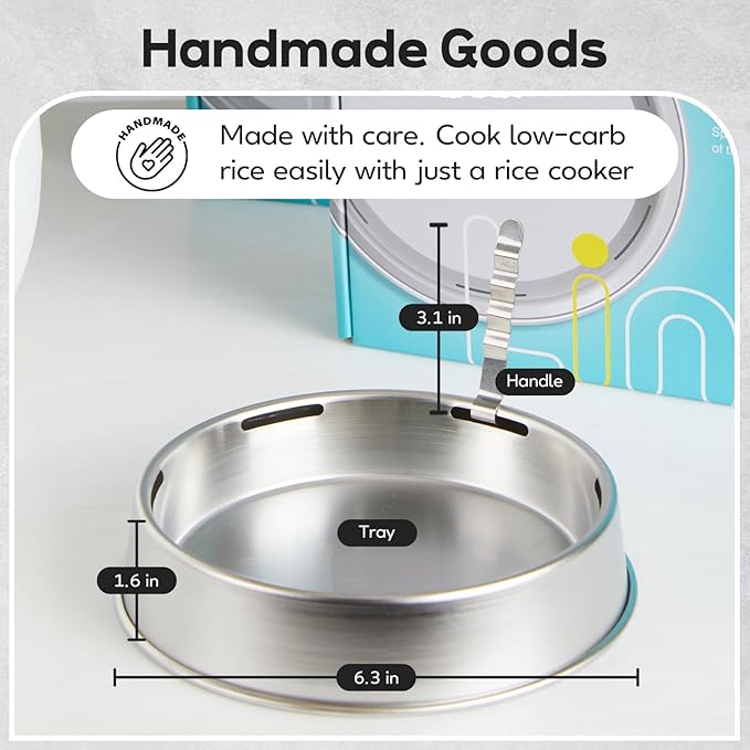 Linki Low-Carb Low-Sugar Rice Cooker Inner Pot Tray Korean Premium ST304 Stainless Steel Reduce Carbohydrates by 20%. Perfect Fit in 4-6 Cups Rice Cooker Made in Korea (Cook up to 3 servings with low