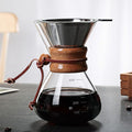 Coffee BrewerPour Over Coffee Maker 400ml Double Filter Wooden Sleeve Coffee Brewer Filter Suitable for Home Cafe Parties