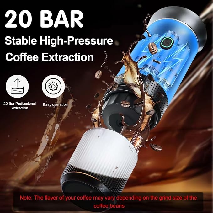 Portable Coffee Maker 3-in-1 Espresso Machine for Travel 20 bar Mini Coffee Maker Compatible with Ground Coffee &amp Capsule for Car RV Hiking Camping Office Travel Espresso Maker