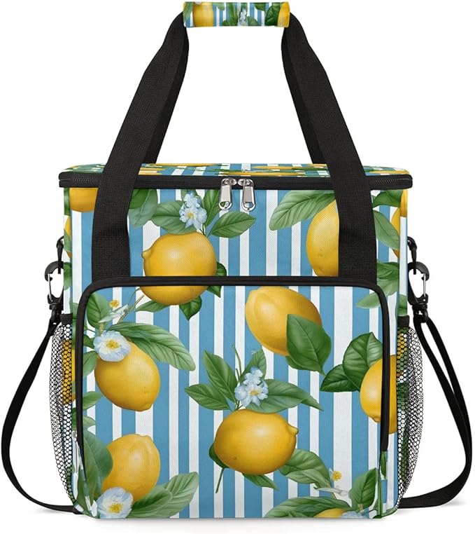 Stripes Lemon Coffee Maker Carrying Bag for Keurig K-Mini or K-Mini Plus Storage Portable Coffee Maker Travel Bag
