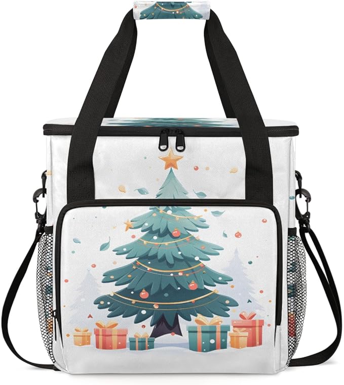 Christmas Gift Coffee Maker Carrying Bag Christmas Tree Travel Storage Bag Compatible with K-Mini or K-Mini Plus Single Serve Coffee Brewer Carrying Case with Multiple Pockets &amp Shoulder Strap