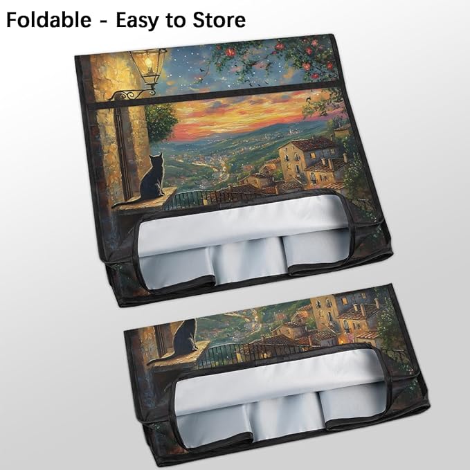 Kitchen Aid Mixer Cover Light Night Scene Cat Flower Stand Mixer Cover Compatible with 6-8 Quarts Stand Mixers Dust Covers with Zipper Pocket Foldable Washable Kitchen Aid Organizer Bag
