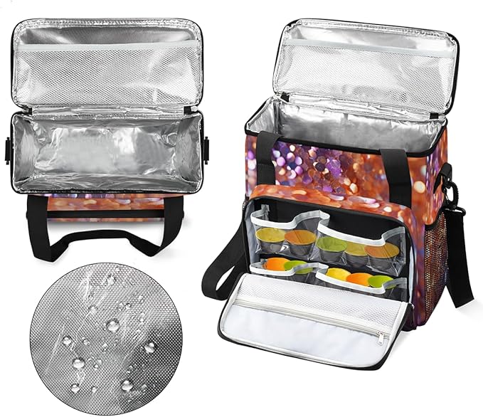 Glitter Sequin Coffee Maker Carrying Bag Portable Travel Storage Tote Bag Compatible with K-Mini or K-Mini Plus Single Serve Coffee Brewer Carrying Case with Multiple Pockets &amp Shoulder Strap