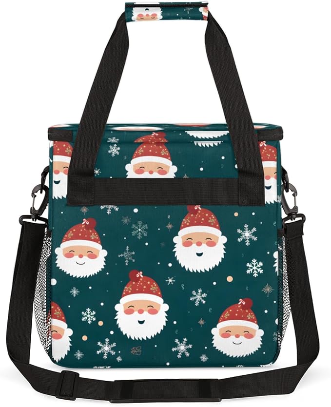 Xmas Santa Claus Coffee Maker Carrying Bag Bright Santa Claus Travel Storage Bag Compatible with K-Mini or K-Mini Plus Single Serve Coffee Brewer Carrying Case with Multiple Pockets &amp Shoulder S