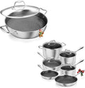 KOCH SYSTEME CS Triply Stainless Steel Cookware Set 10 Piece &amp Saute Pan 12 Inch Kitchen Cookware Set with Honeycomb Interior 18/10 Steel Induction Compatible