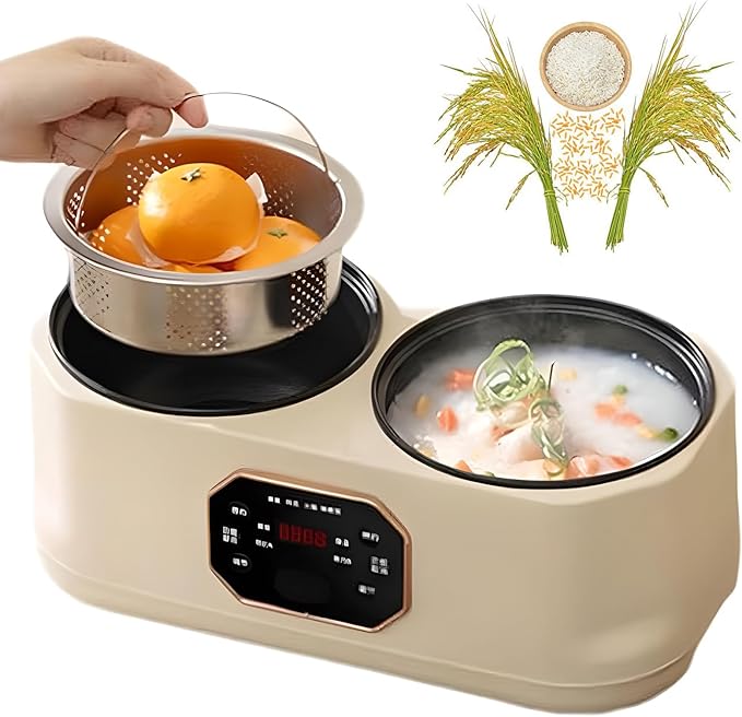 3.4L Double Spelling Rice Cooker Electric Multi-functional Double-liner Hotpot Pot Comes with 1 Steamer Keep Warm
