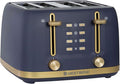 West Bend Timeless 4-Slice Toaster with 7 Browning Levels Bagel/Waffle/Defrost Settings High-Lift Lever Anti-Jam Easy-Clean Crumb Tray 4-Slice Blue/Gold