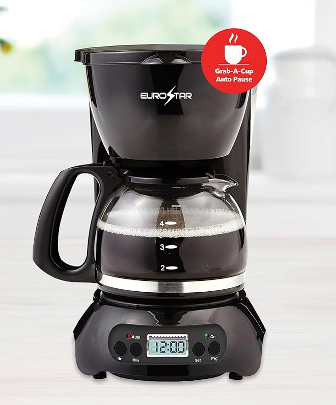 EUROSTAR CM720BT 4-Cup Programmable Coffeemaker Black