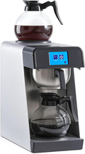 12-Cup Commercial Drip Coffee Maker 1.8L Auto Filling Pour Over Coffee Machine with 2 Glass Carafes 2 Warmers LCD Panel Automatic Stainless Steel Coffee Brewer for Cofe Bar and Restaurant