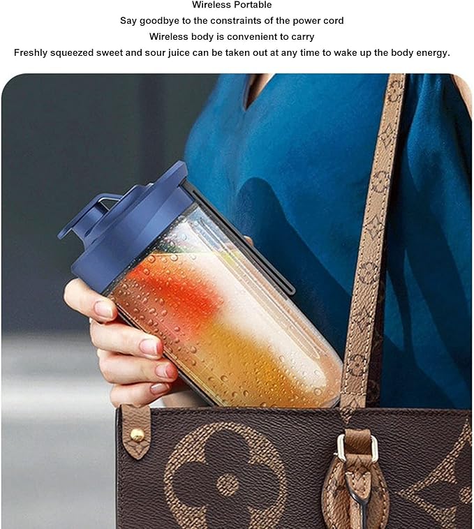 Portable Blender Cup USB Rechargeable Juicer Blender with Bottle and Lid 6 Blades Blender for Shakes Smoothies Salad Milkshake