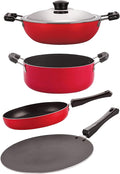 NIRLON Aluminium Nonstick Cookware Set Red and Black - 4 Pieces