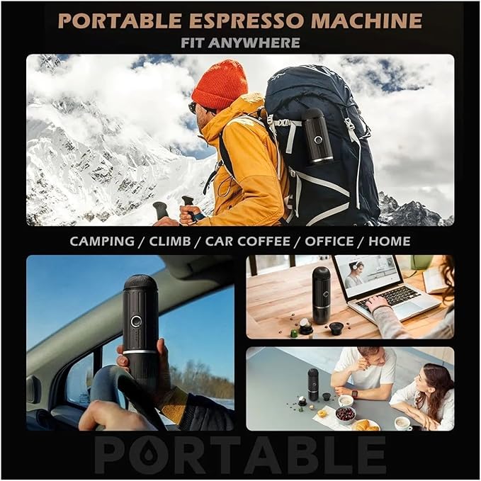 Portable Coffee Machine Portable 2 In 1 Espresso Machine Compatible With Capsules And Ground Coffee 19 Bar Pressure Perfect For Kitchen Travel Campingfor Outdoor Travel Picnic(Black)