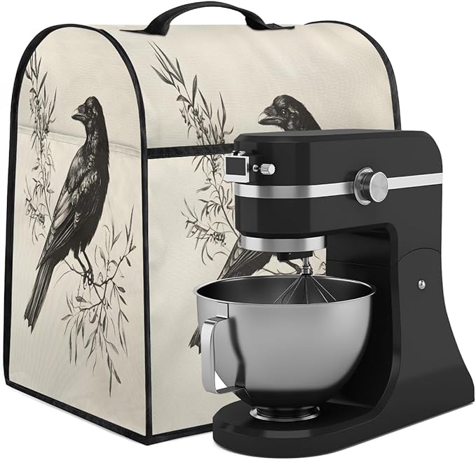 cfpolar Kitchen Aid Mixer Cover Compatible with 6-8 Quarts Animal Bird Crow Stand Mixer Cover Kitchen Aid Mixers Accessories Appliance Organizer Bag Dust Covers with Zipper Pocket