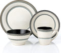 Elegant and Modern Stoneware Scroll Dinnerware Set for Hosting Parties and Events - Contrast 16 Piece