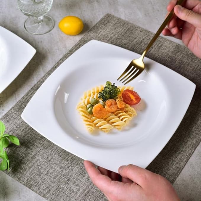 Dinnerware Set for 6 Plates and Bowls Set Includes 9.25 Inch Dinner Plates &amp Salad Plates Microwave &amp Dishwasher Safe Oven Safe White Dish Set for Kitchen Dishware for Daily Use