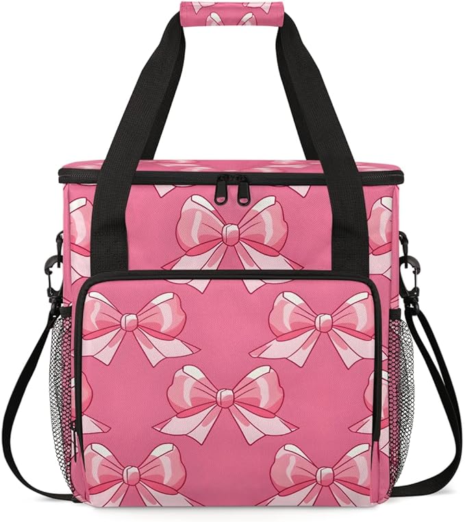 Rose Bows Coffee Maker Carrying Bag Portable Travel Storage Tote Bag Compatible with K-Mini or K-Mini Plus Single Serve Coffee Brewer Carrying Case with Multiple Pockets &amp Shoulder Strap