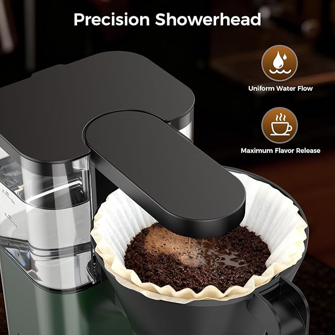 Kismile 8 Cup Drip Coffee Maker Machine Pour Over Coffee Brew with 3s Instant Heat 197-205℉ Removable Water Tank Adjustable Flow Control Deep Cold Brew &amp Keep Warm 40 Min Easy to Clean (Junip