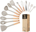 Kitchen Utensils Set 13PCS Silicone Cooking Utensils Heat Resistant Kitchen Utensil Spatula Set for Nonstick Cookware Wooden Handles Kitchen Gadgets Tools Set