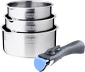 Arthur Martin - AM3456 Set of 3 Stainless Steel Saucepans with Removable Handle