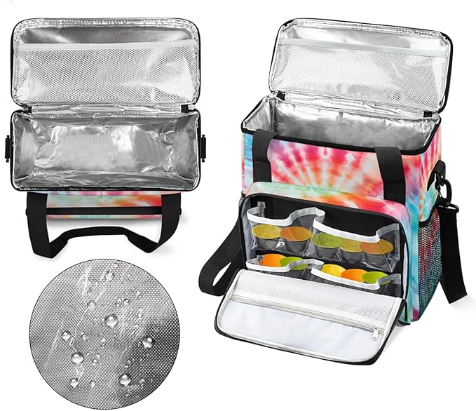 Tie Dyeing Coffee Maker Carrying Bag Pink Yellow Travel Storage Bag Compatible with K-Mini or K-Mini Plus Single Serve Coffee Brewer Carrying Case with Multiple Pockets &amp Shoulder Strap