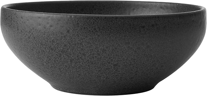 Mikasa Declan 12 Piece Stoneware Dinnerware Set Service for 4 Modern Black Plate and Bowl Dishes with High Rims Black
