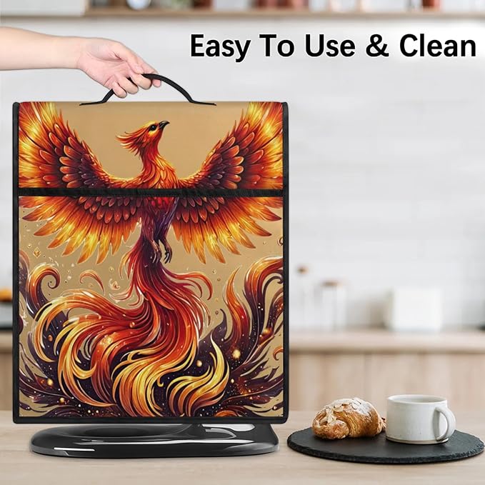 Kitchen Aid Mixer Cover Animal Phoenix Gold Stand Mixer Cover Compatible with 6-8 Quarts Stand Mixers Dust Covers with Zipper Pocket Foldable Washable Kitchen Aid Organizer Bag